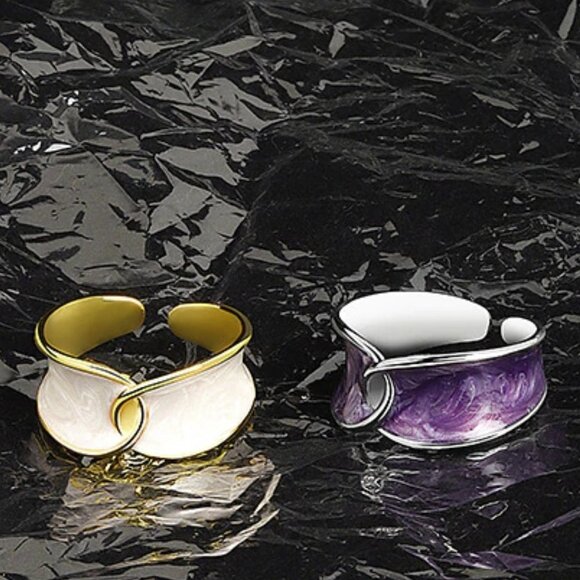 Enamel Faux Interwoven Adjustable Ring 925 Over Stainless Steel Statemen… - Picture 1 of 4